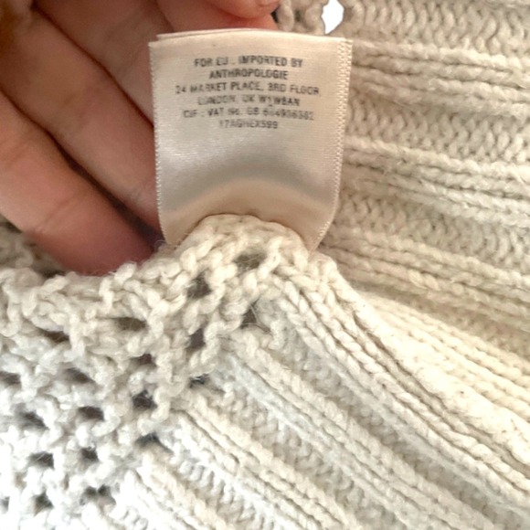 Anthropologie Far Away From Close Cream Cotton‎ Tassel Sweater M - Picture 3 of 6